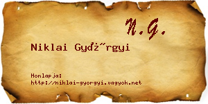 Niklai Györgyi névjegykártya